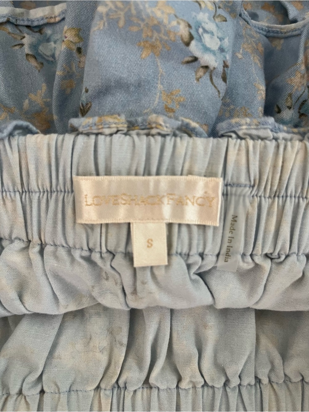 LoveShackFancy Light Blue Floral Tiered Skirt - Picture 3 of 3